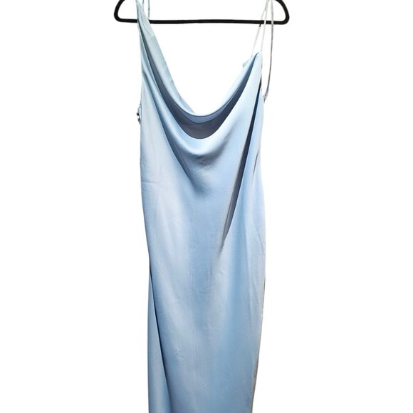 BHLDN August Satin Charmeuse Midi Slip Dress in Soft Blue Size 12 NWT - Picture 3 of 13